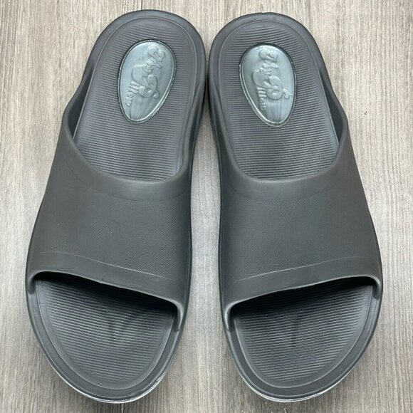 My Pillow Slide Sandals Mens Sz 12 Slippers Comfort Recovery Gel Heel Charcoal - Picture 7 of 12